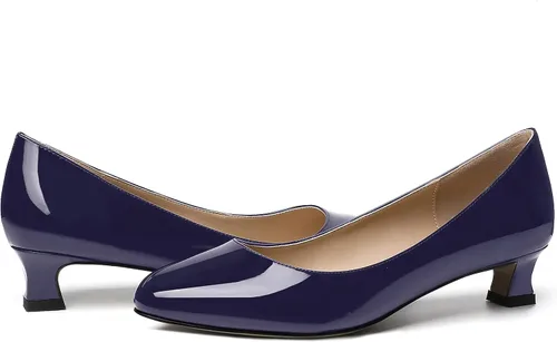 Vista 6 de SKYSTERRY Zapatos de vestir de oficina para mujer, con punta redonda, carretes de patente, tacón bajo, zapatos de vestir de oficina de 1.5 pulgadas