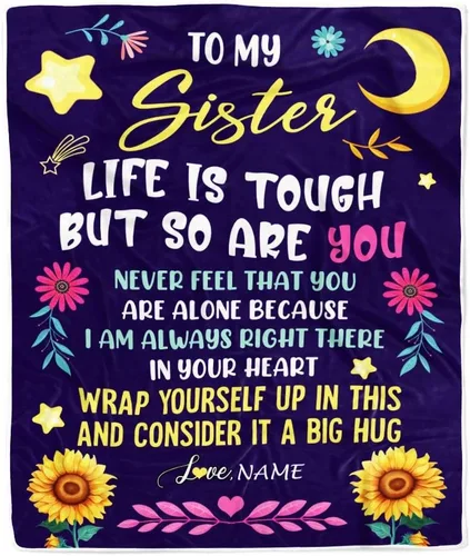 Vista 12 de Manta personalizada con texto en inglés «To My Sister from Sister Wood» No Matter Where Life Takes Us Soul Sister cumpleaños, Navidad, graduación