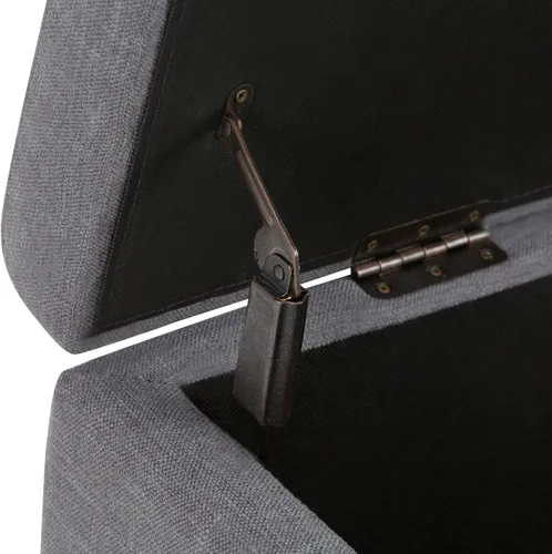 Vista 7 de Otomano rectangular de almacenamiento Simpli Home Hamilton, Madera, Gris pizarra Pizarra gris