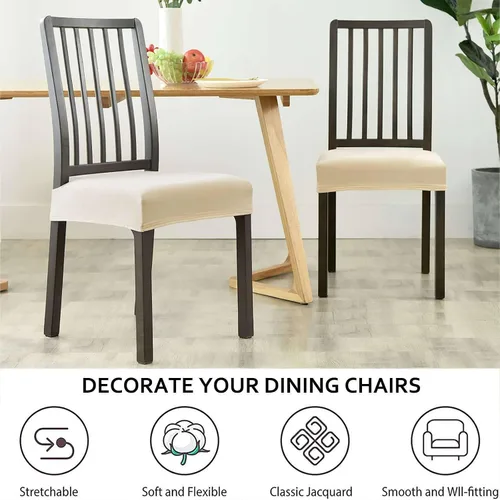 Vista 2 de Fundas de asiento de terciopelo para sillas de comedor, fundas elásticas para sillas de comedor de 2 piezas con parte inferior elástica