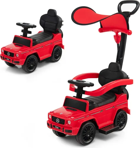 Vista 10 de Costzon Coche de empuje para niños pequeños, 3 en 1 Mercedes Benz Cochecito deslizante para caminar con toldo, asa, barandilla de apoyabrazos