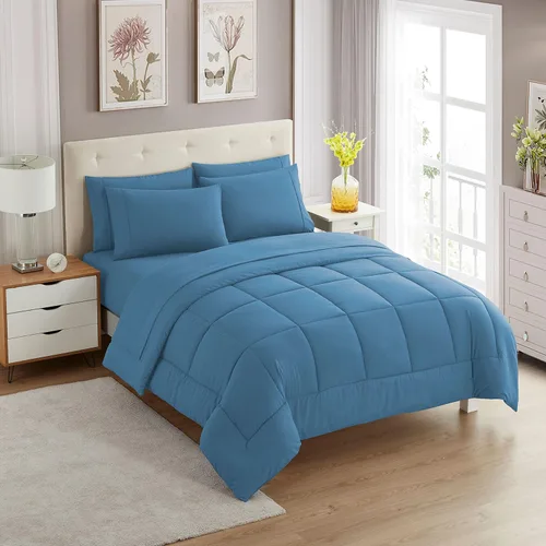 Vista 68 de Sweet Home Collection Juego de edredón de 7 piezas de color sólido para todas las estaciones, manta alternativa de plumón suave y lujosas sábanas