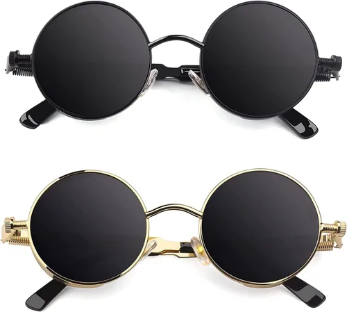 Vista 18 de CGID Retro Steampunk Round Polarized Sunglasses Men Womens Metal Circle Frame UV400 Protection E72