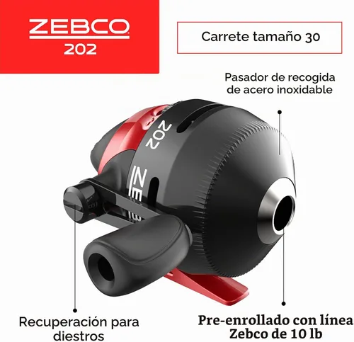 Vista 3 de Zebco Zebco 202 Spincast Reel and Fishing Rod Combo, Pre-Spooled with 10-Pound Cajun Line, Includes Tackle Kit
