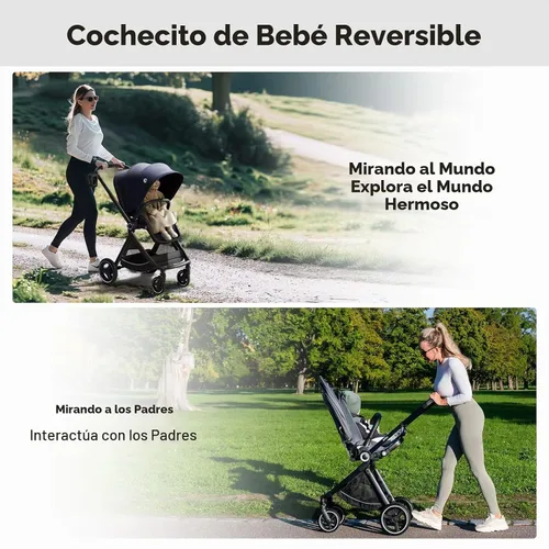 Vista 2 de EMU - Cochecito de bebé con asiento reversible, tamaño completo, con cabina reclinable, compacto y plegable para niños pequeños, para la ciudad al