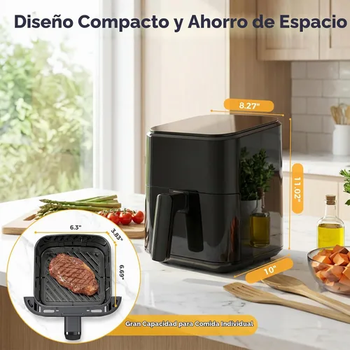 Vista 5 de DUMOS Freidora de aire de 3 cuartos de galón, freidora de aire digital compacta con apagado automático, cocción rápida para comidas rápidas