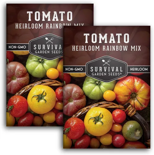 Vista 11 de Heirloom Rainbow Mix Semillas de tomate para plantar, 1 paquete Colorful Tomatoes Seed Blend, High Yield Garden Varieties, Non-GMO Open-Pollinated