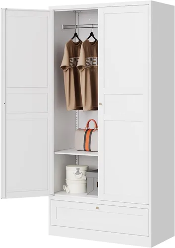 Vista 13 de Letaya Armarios de Metal para Ropa con Cerradura, Casillero de Ropa 72" X 36" X 18" Armarios de Almacenamiento para Habitación del Hogar