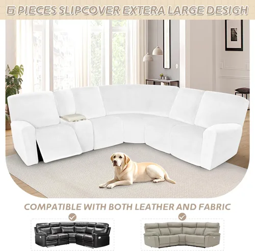 Vista 447 de Arfntevss Fundas de sofá seccional reclinable de terciopelo, Funda de sofá seccional de esquina para sofá reclinable, Funda elástica suave