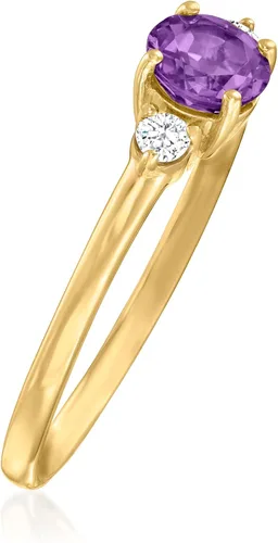 Vista 3 de RS Pure by Ross-Simons 040 Carat Amethyst and 10 ct tw Diamond Ring in 14kt Yellow Gold