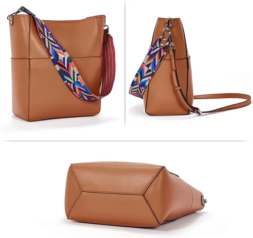Vista 5 de BROMEN - Bolsa de mano de cuero para mujer bolso de hombro bolso bandolera