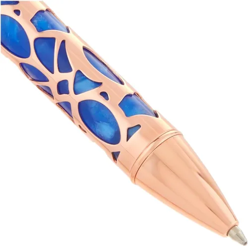 Vista 3 de Conklin Bolígrafo Endura Deco Crest en azul con detalles de oro rosa, elegante instrumento de escritura por Conklin Pen Company