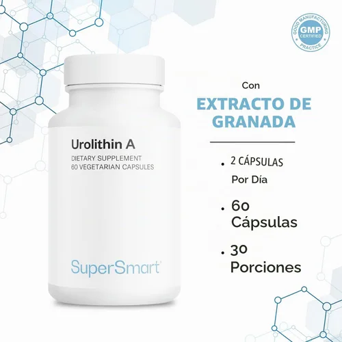 Vista 4 de Supersmart Urolitina A - Suplemento postbiótico de extracto de granada Sin OMG y sin gluten - 60 cápsulas vegetarianas