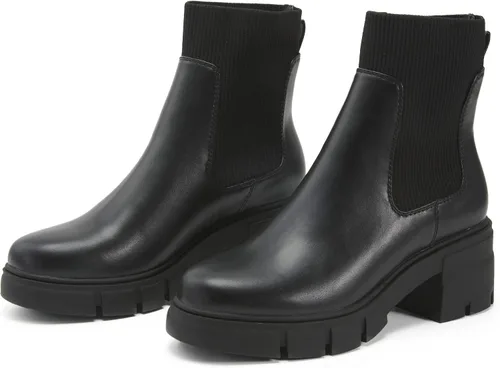 Vista 7 de REDTOP Botas Chelsea elásticas para mujer, tacón grueso, plataforma, suela de lengüeta, botines al tobillo
