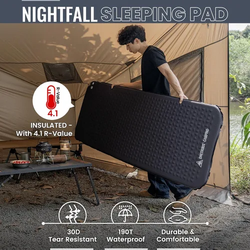 Vista 13 de ONETIGRIS Colchón de catre de camping Nightfall, cómoda almohadilla de dormir autoinflable para cuna, ligera, antideslizante, desinflación rápida