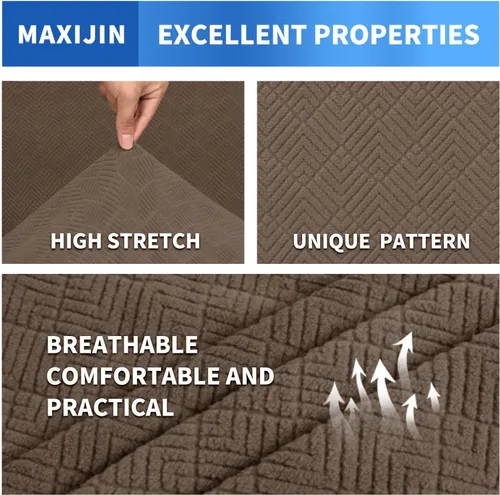 Vista 54 de MAXIJIN 2 piezas de fundas para silla con brazos, funda para silla de sofá para sala de estar, funda elástica para perros para una silla con 1 cojín