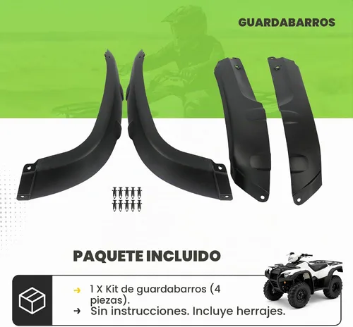 Vista 6 de KUAFU Guardabarros 4 piezas compatible con Honda TRX500FE 2005-2011 2005-2014 TRX500FA Fourtrax Foreman Rubicon 500 de plástico negro