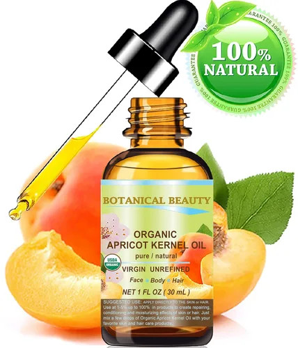 Vista 2 de Botanical Beauty Aceite orgánico de grano de albaricoque australiano. Aceite portador prensado en frío virgen 100% puro sin refinar 1 oz- 1.0 fl oz.