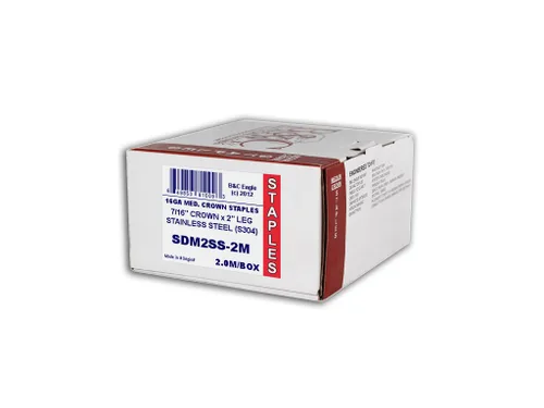 Vista 2 de B&C Eagle SDM2SS-2M - Grapas de construcción de acero inoxidable S304 de calibre 16 de 2 pulgadas de largo x 7/16 pulgadas (2,000 por caja)