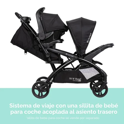 Vista 7 de Baby Trend Sit N' Stand® Double 2.0 Cochecito, Dash Black