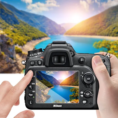 Vista 6 de Protector de pantalla de vidrio templado para Nikon D3500 D3400 D3300 D3200 D3100, AKWOX [0.012 in 2.5D alta definición 9H] cubierta protectora