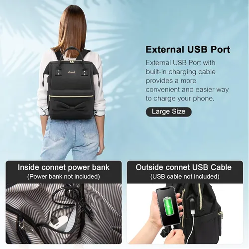 Vista 6 de LOVEVOOK Mini mochila para mujer mochila pequeña para adolescentes linda mochila de moda con puerto de carga USB Mochilas Daypack