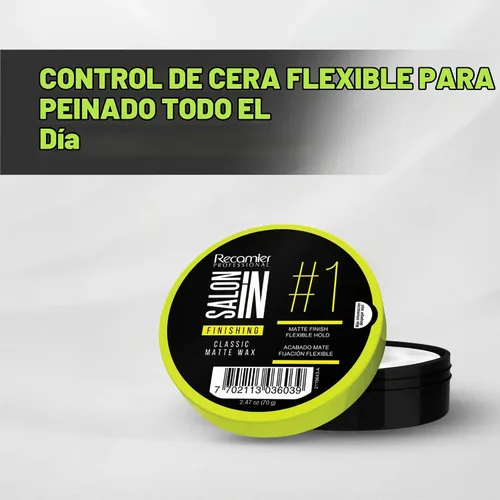 Vista 3 de Salon In de Recamier Cera clásica mate para el cabello, producto de peinado 2.47 oz / 70 g