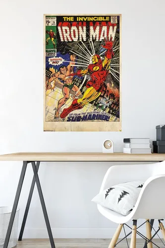 Vista 4 de Trends International 24 x 36 pulgadas Marvel Comics - Iron Man - Póster de pared con cubierta #25, 24 x 36 pulgadas, versión premium sin marco