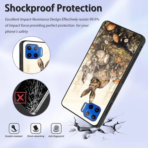 Vista 335 de Funda para Motorola Moto Edge 2022, cubierta trasera de vidrio templado con protector de pantalla, funda protectora a prueba de golpes para Motorola