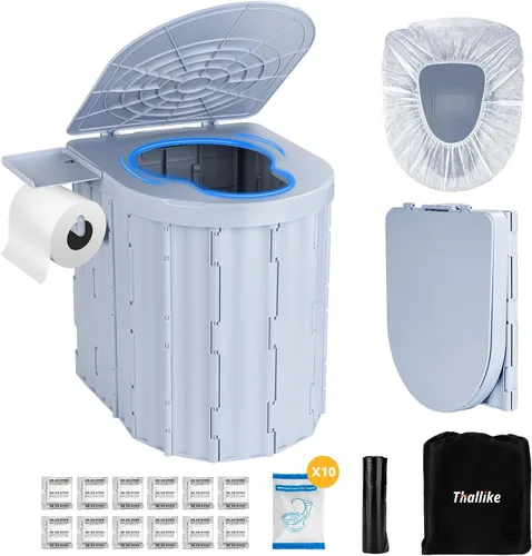 Vista 9 de Portable Camping Toilet with Pop-Up Privacy Tent, 12-inch Toilet Seat, Outdoor Portable Folding Toilet Potty for Adults Load Capacity of 400 Lbs