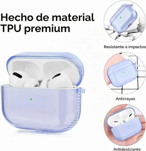 Vista 4 de KOREDA Funda Protectora Compatible con AirPods Pro y AirPods Pro 2 Estuche, Funda Protectora Completa Suave y Transparente a Prueba de Golpes