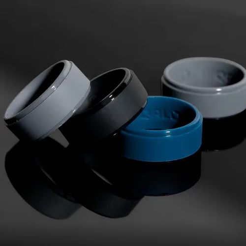 Vista 5 de QALO Anillo de silicona para hombre, anillos de boda de silicona para hombre, anillos de compromiso para él