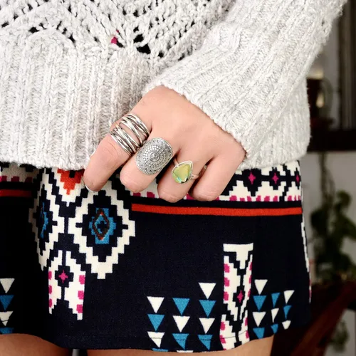 Vista 5 de Boho-Magic Anillos bohemios de plata de ley 925 para mujer, juego de joyas de moda, paquete único de anillos de plata apilables para estilo diario