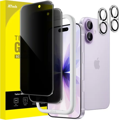 Vista 33 de JETech Protector de pantalla de privacidad para iPhone 11 de 6.1 pulgadas con protector de lente de cámara, película de vidrio templado antiespía