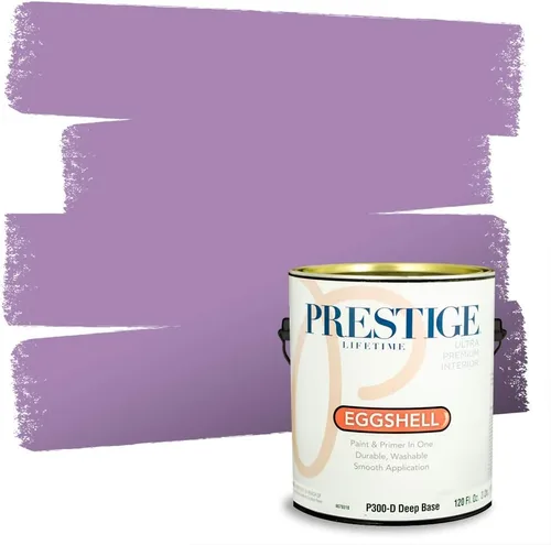 Vista 124 de PRESTIGE Pinturas de pintura interior e imprimación en uno, 1 galón, plano, combinación comparable de Sherwin Williams* Kimono Violet*