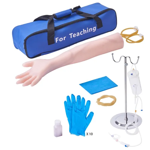 Vista 10 de Kit de práctica de flebotomía VEVOR, kit de entrenamiento intravenoso de venopunción IV, kit de práctica de brazo IV de alta simulación con bolsa
