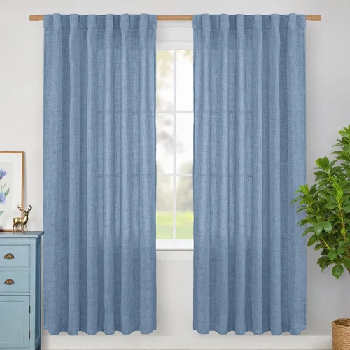 Vista 141 de BGment Cortinas cortas de lino marfil de 36 pulgadas de largo para ventanas de cocina, pequeñas cortinas texturizadas rústicas para café sobre