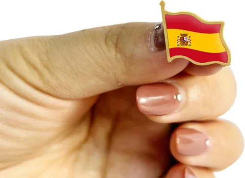 Vista 5 de Paquete de 102050100 pines de solapa de metal con bandera de España ondeando pines españoles a granel insignia patriótica regalos de recuerdo