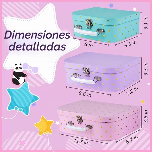 Vista 4 de Eazy2hD Maletas de cartón, juego de 3 cajas de almacenamiento decorativas