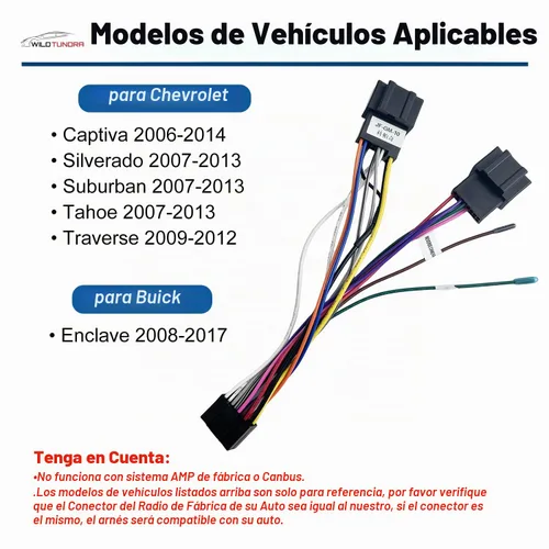 Vista 5 de Adaptador de arnés de radio ISO de 16 pines para Chevrolet 2006-2014 Buick 2008-2017, arnés de cableado estéreo de coche Android de 16 pines