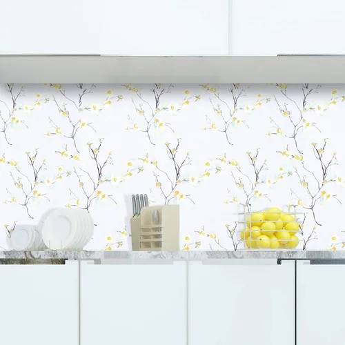 Vista 8 de WENMER Papel tapiz floral beige para despegar y pegar, 17.71 x 197 pulgadas, moderno papel tapiz floral extraíble para dormitorio, gabinetes