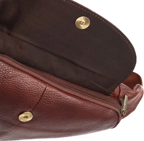 Vista 4 de Vidlea Basic - Mochila bandolera de piel negra, color marrón