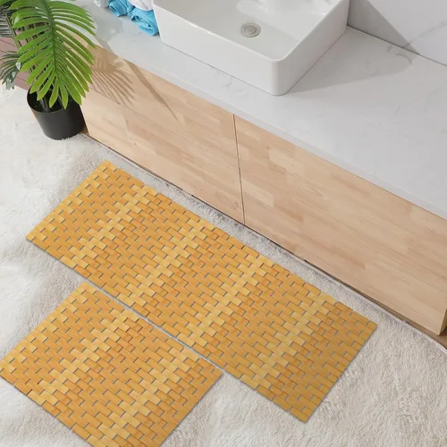 Vista 6 de Barydat Juego de 2 tapetes de baño de bambú para bañera larga y grande, antideslizante, tapete de ducha de bambú, tapete de madera impermeable