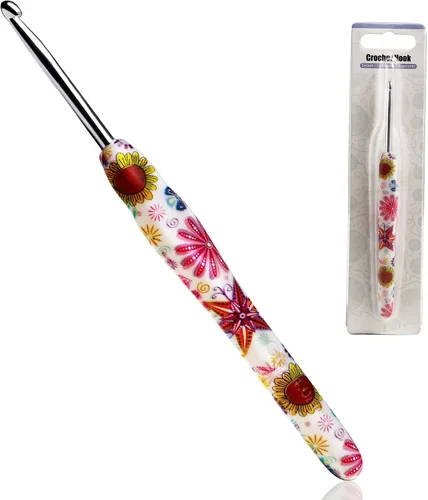Vista 9 de Gancho de Crochet de 2.25mm, Mango Ergonómico para Manos con Artritis, Agujas de Tejer Extra Largas de Goma Suave para Principiantes y Tejido