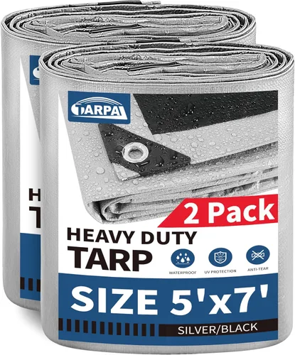 Vista 30 de TARPAL Lona 4x8 Pies Lonas Pequeñas Resistentes Impermeables 10mil Cubierta Protectora Multiusos Impermeable, Protección contra la Nieve o los Rayos