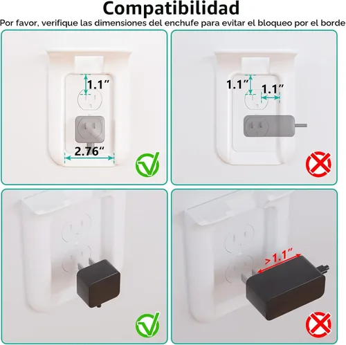 Vista 5 de WALI - Repisa para enchufe de pared, estante de baño hasta 10 libras, organizador de pared estándar vertical dúplex para ahorrar espacio