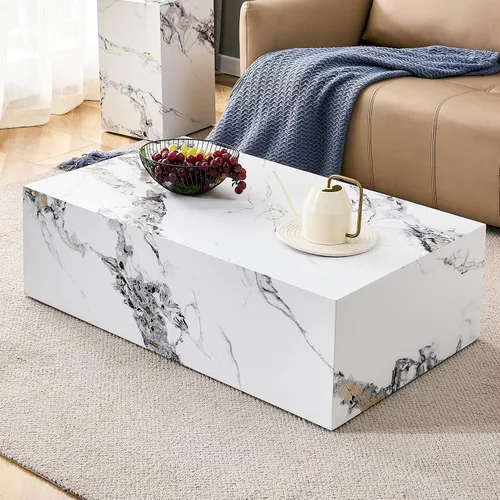 Vista 20 de Mesa de café rústica marrón para sala de estar, mesas centrales rectangulares modernas, elegante mesa de cóctel de madera para oficina en casa