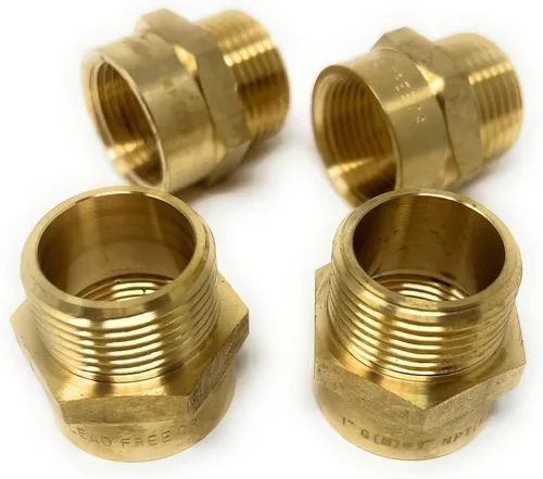 Vista 33 de Adaptador de latón sin plomo Cascada, rosca G británica BSPP macho a NPT hembra (1" x 1" (1 pieza))