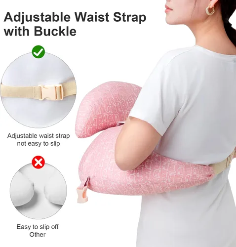 Vista 5 de Almohada de lactancia para lactancia materna, almohadas de lactancia para más apoyo para mamá y bebé, con correa ajustable para la cintura