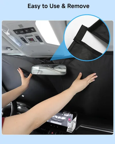 Vista 5 de Accesorios para parasol de ventana – Kit de visera triangular para parabrisas delantero y trasero – Protección contra rayos UV y privacidad